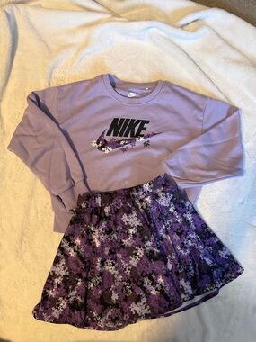 Nike Lavender Crewneck with Purple Floral Skirt